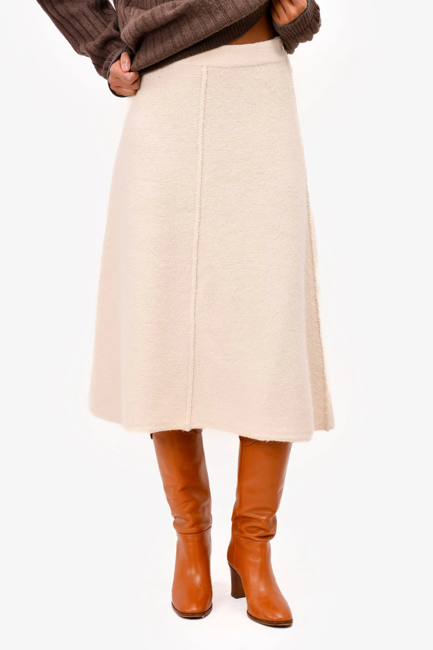 CO Cream Alpaca/Wool Knit Flared Midi Skirt Size S (As Is)