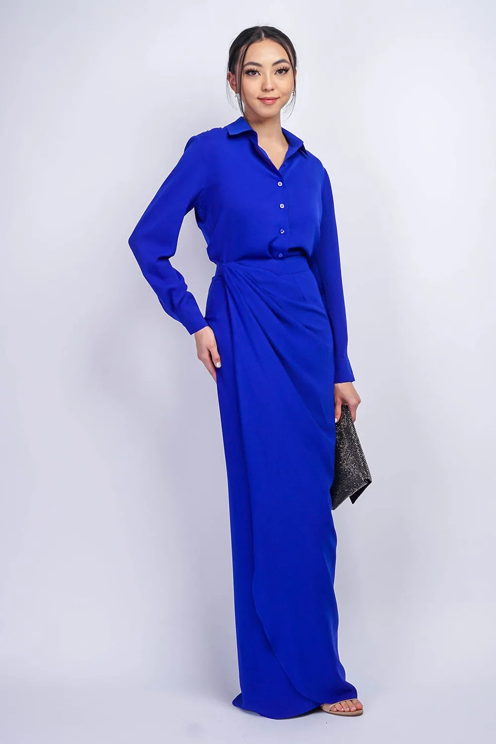 Cobalt Trixie Wrapped Long Skirt