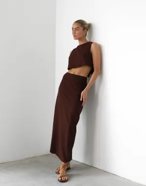 Como Linen Maxi Skirt (Cocoa)