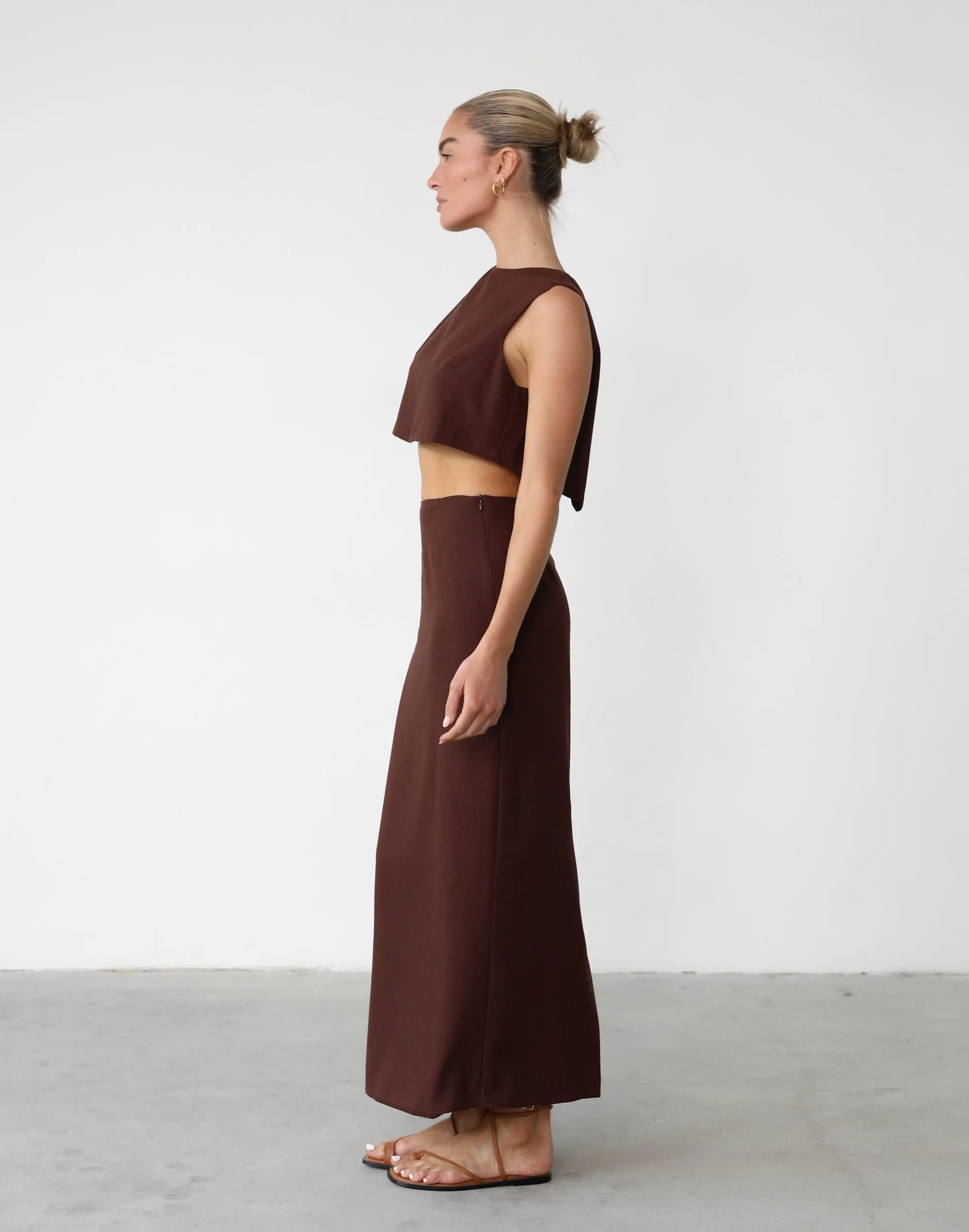 Como Linen Maxi Skirt (Cocoa)