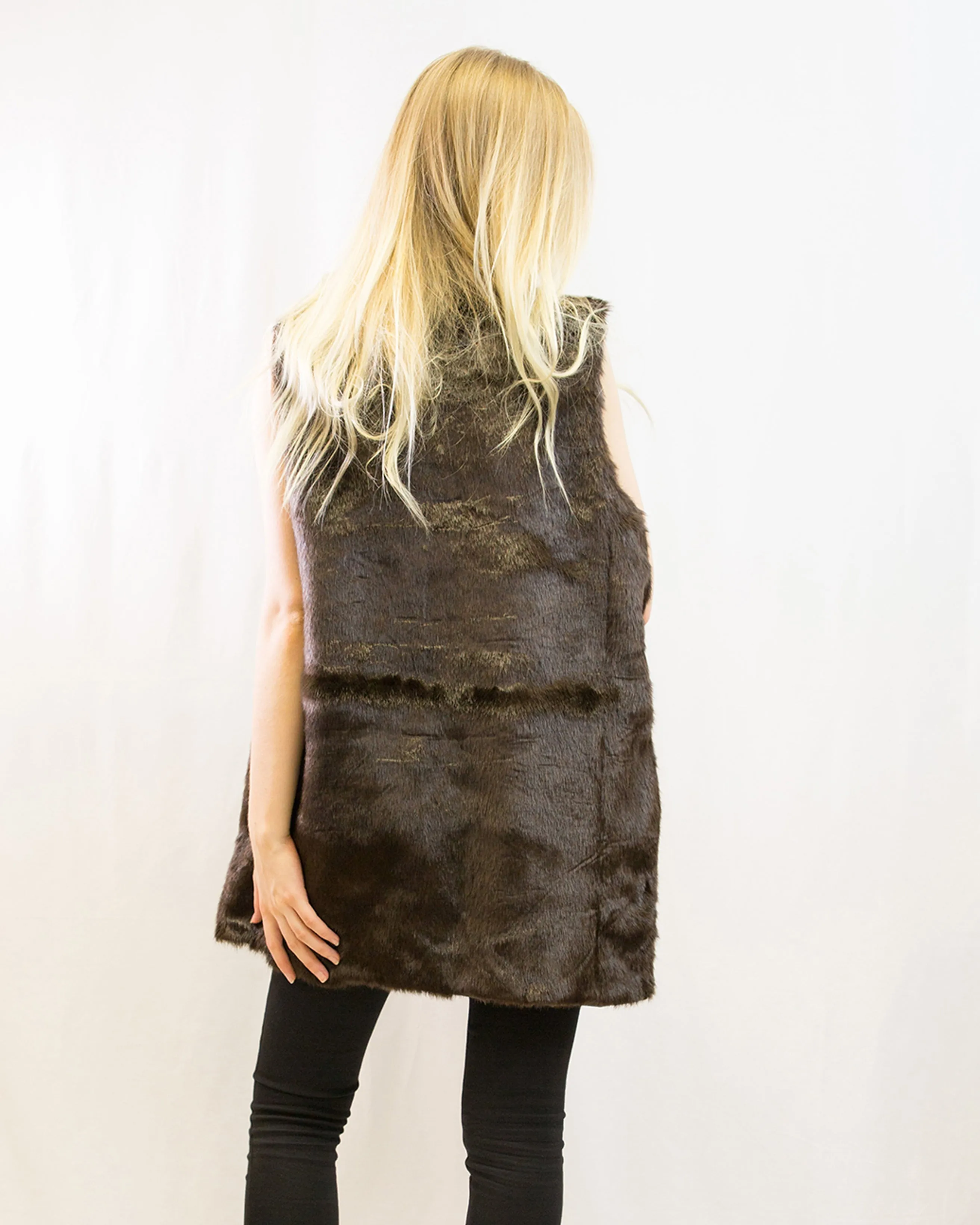 Copy of Belt fasten long gilet (Dark Brown)