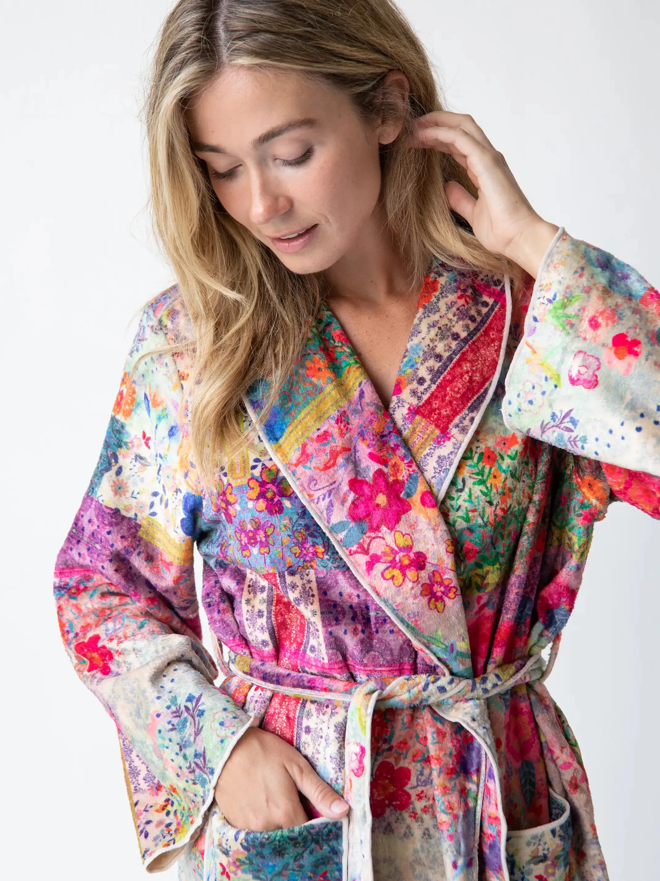 Cozy Blanket Robe - Patchwork Midi