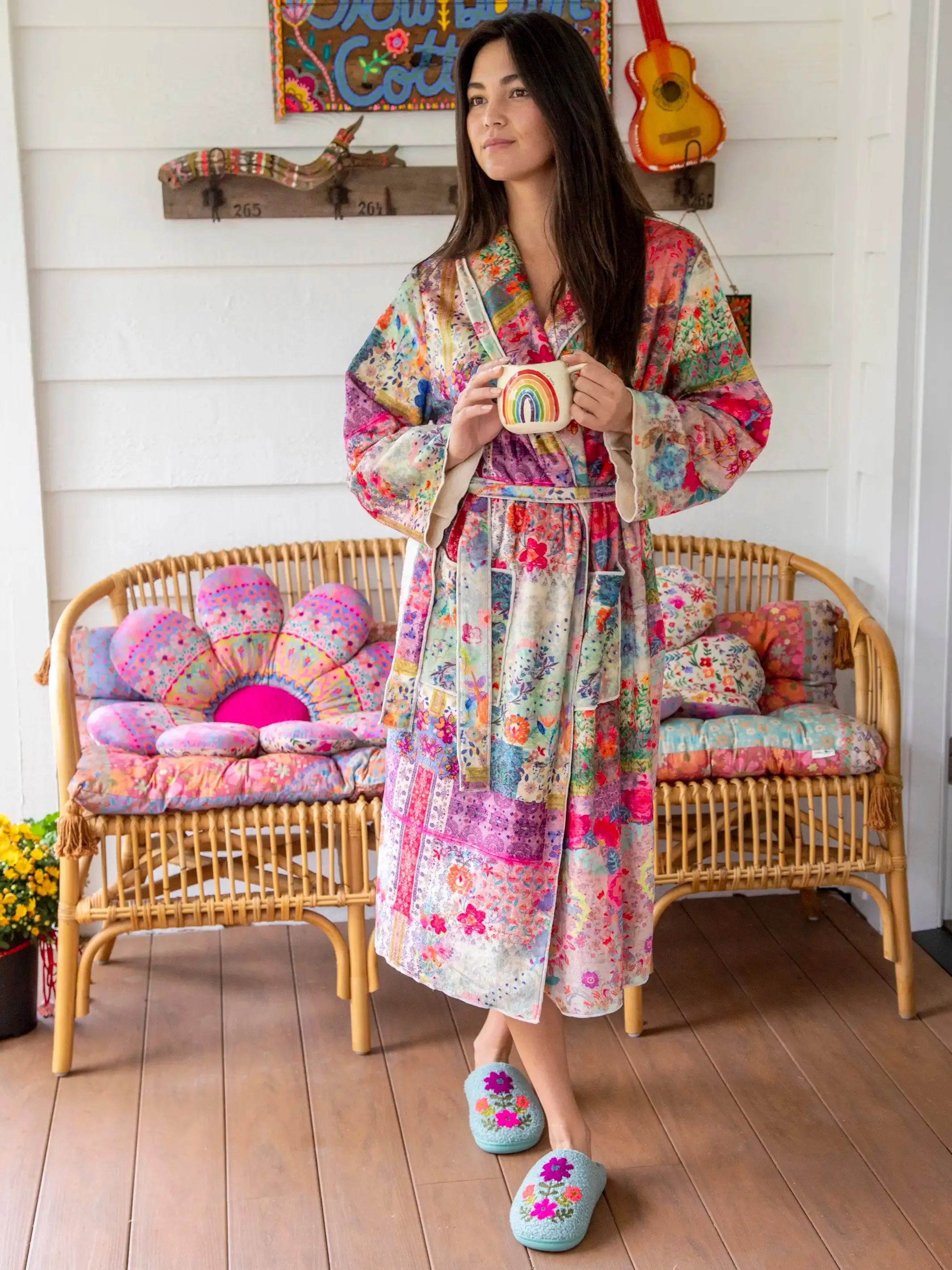 Cozy Blanket Robe - Patchwork Midi