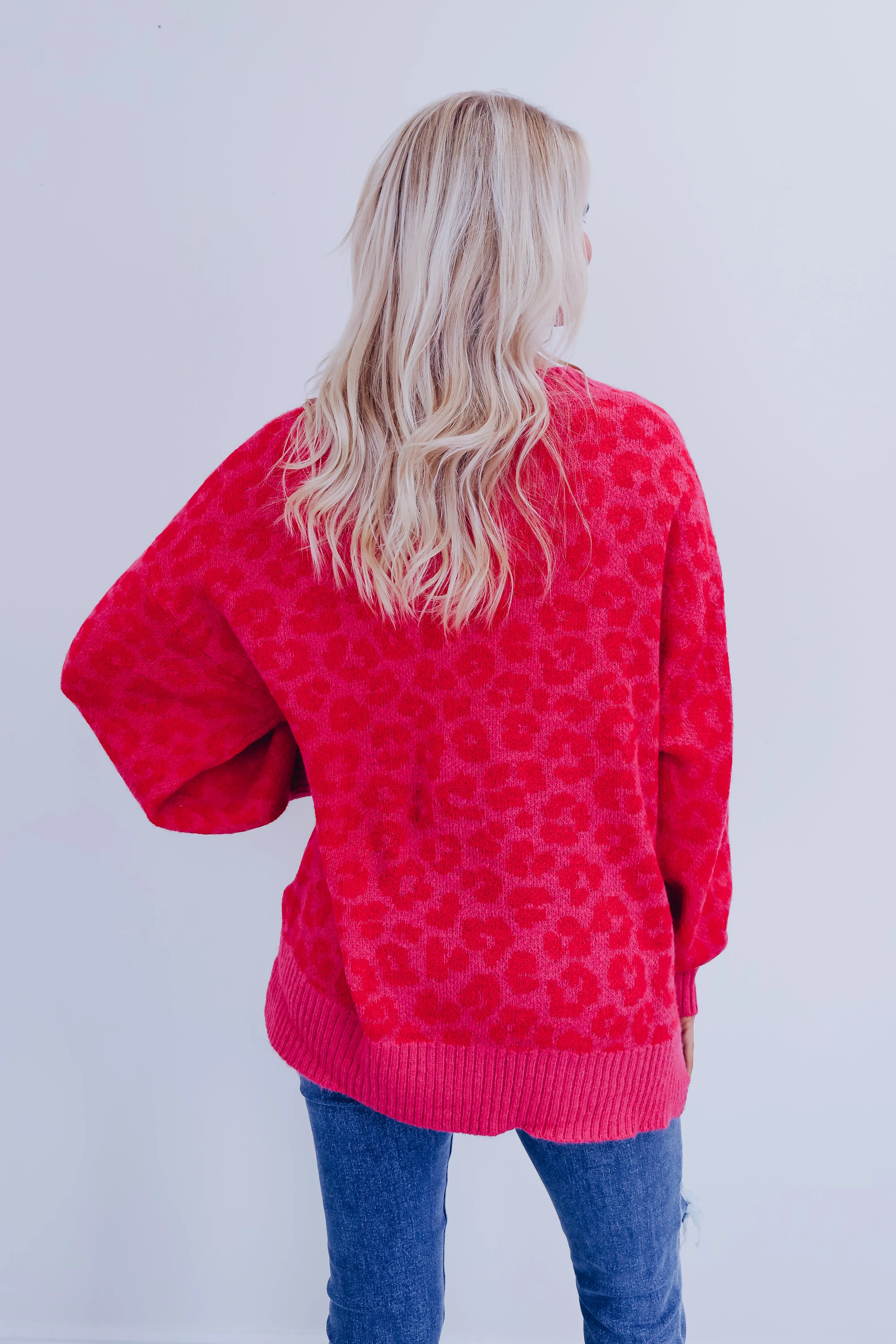 Cozy Chic Leopard Print Sweater - Pink