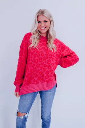 Cozy Chic Leopard Print Sweater - Pink