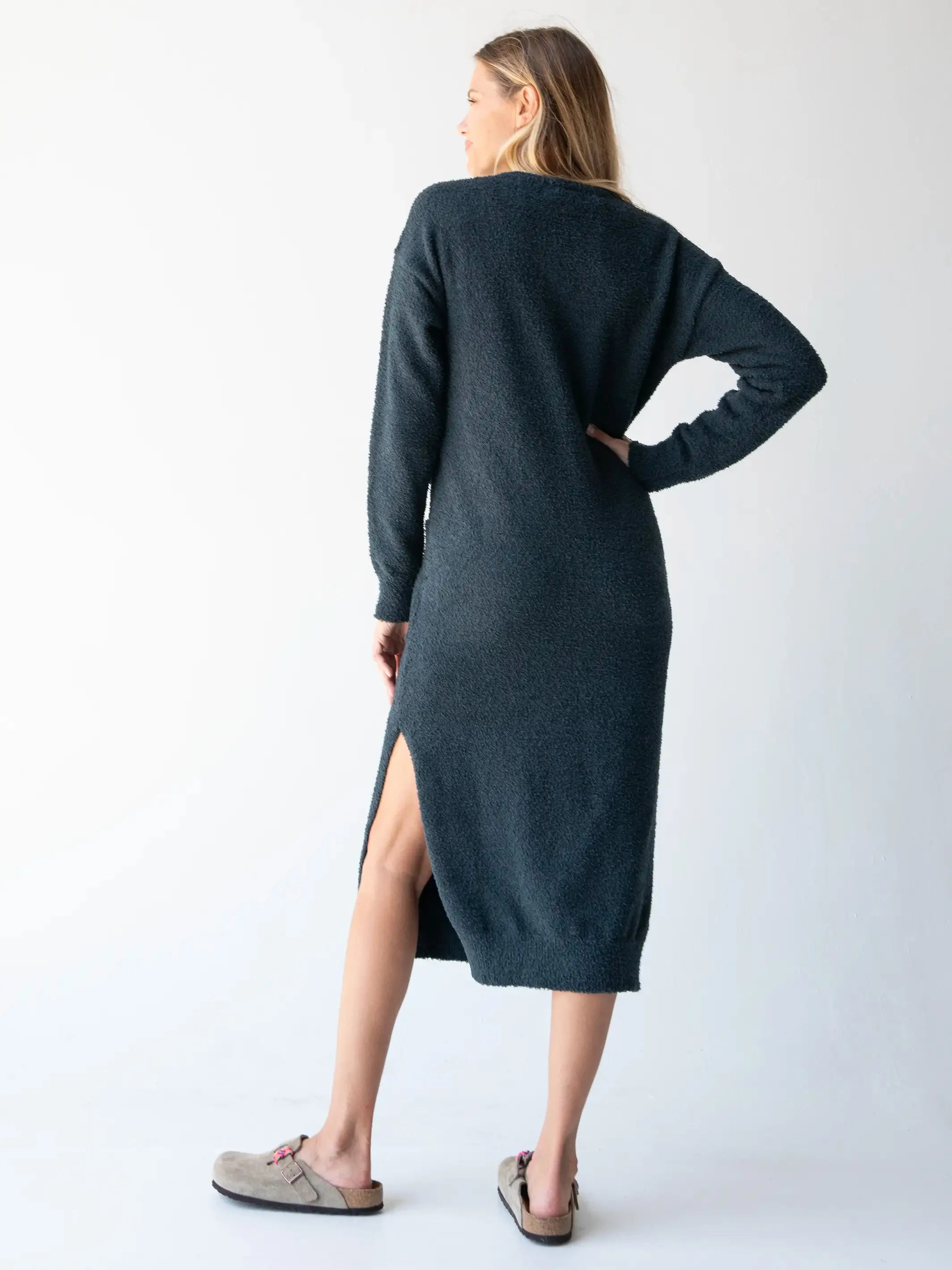 Cozy Up Midi Sweater Dress - Charcoal