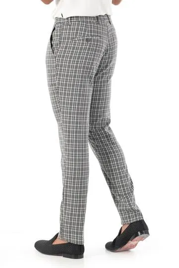 CP63 I BARABAS PLAID PANTS SLIM FIT I GREY-WHITE