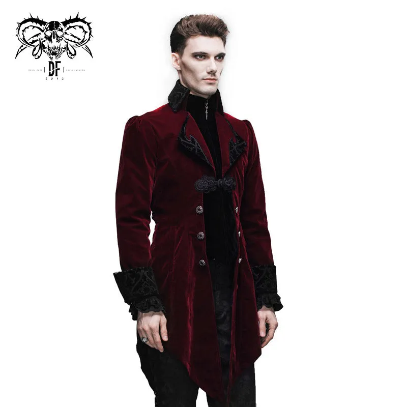 CT02202 devil fashion gothic formal party turn down collar wine men swallowtail coats