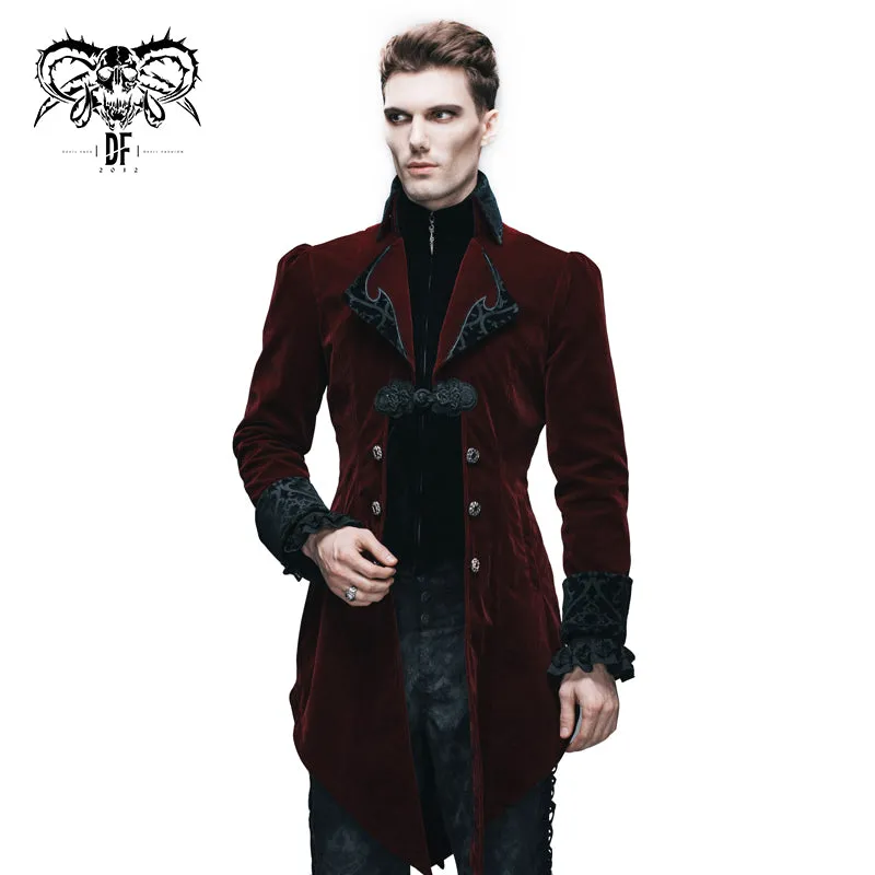 CT02202 devil fashion gothic formal party turn down collar wine men swallowtail coats