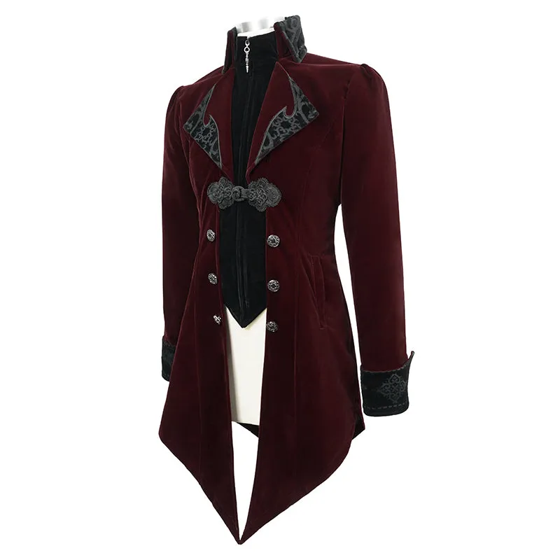 CT02202 devil fashion gothic formal party turn down collar wine men swallowtail coats