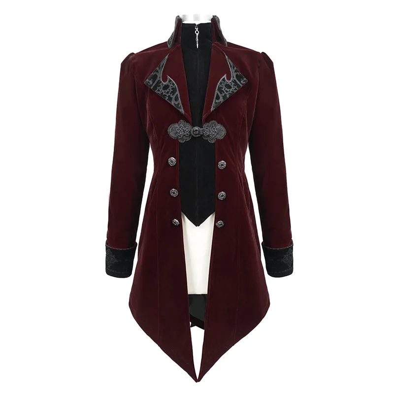 CT02202 devil fashion gothic formal party turn down collar wine men swallowtail coats