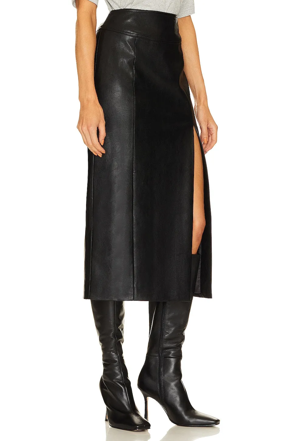 Dante Vegan Leather Midi Skirt