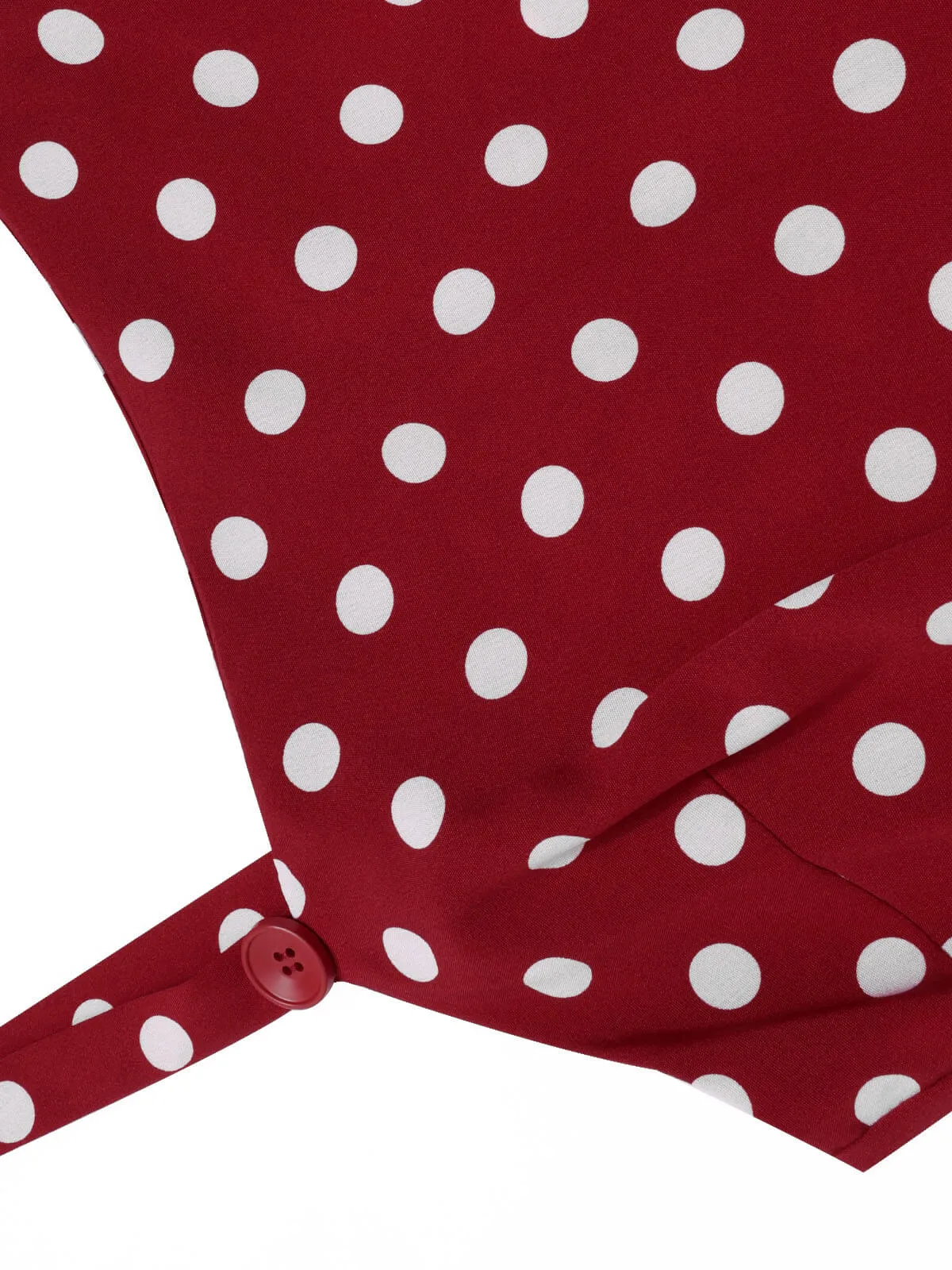 Deep Red 1940s Polka Dot Straps Jumpsuit