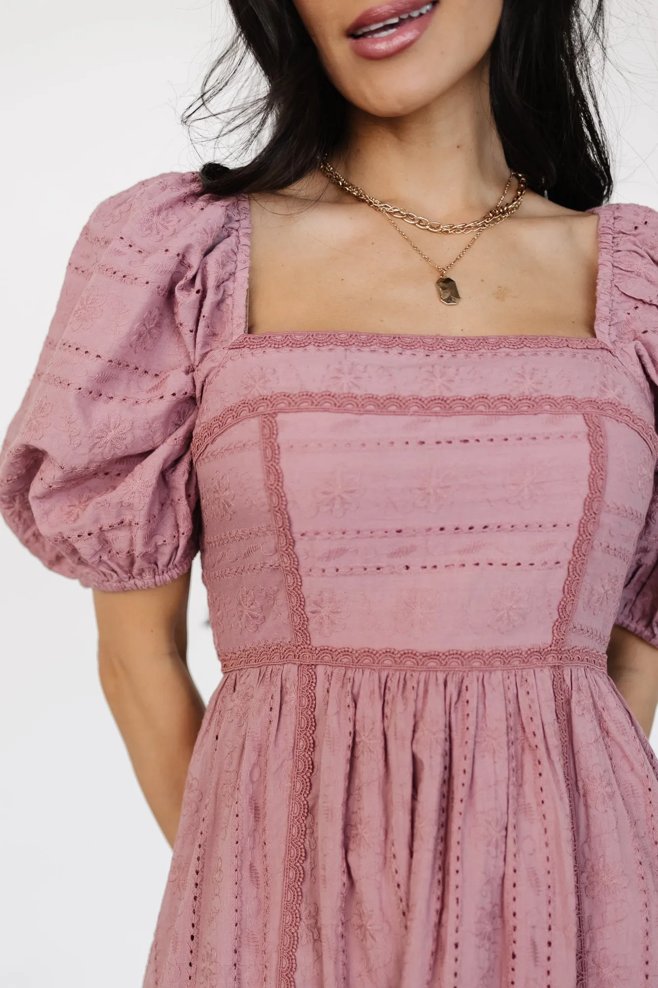 Delaney Eyelet Dress | Dusty Mauve