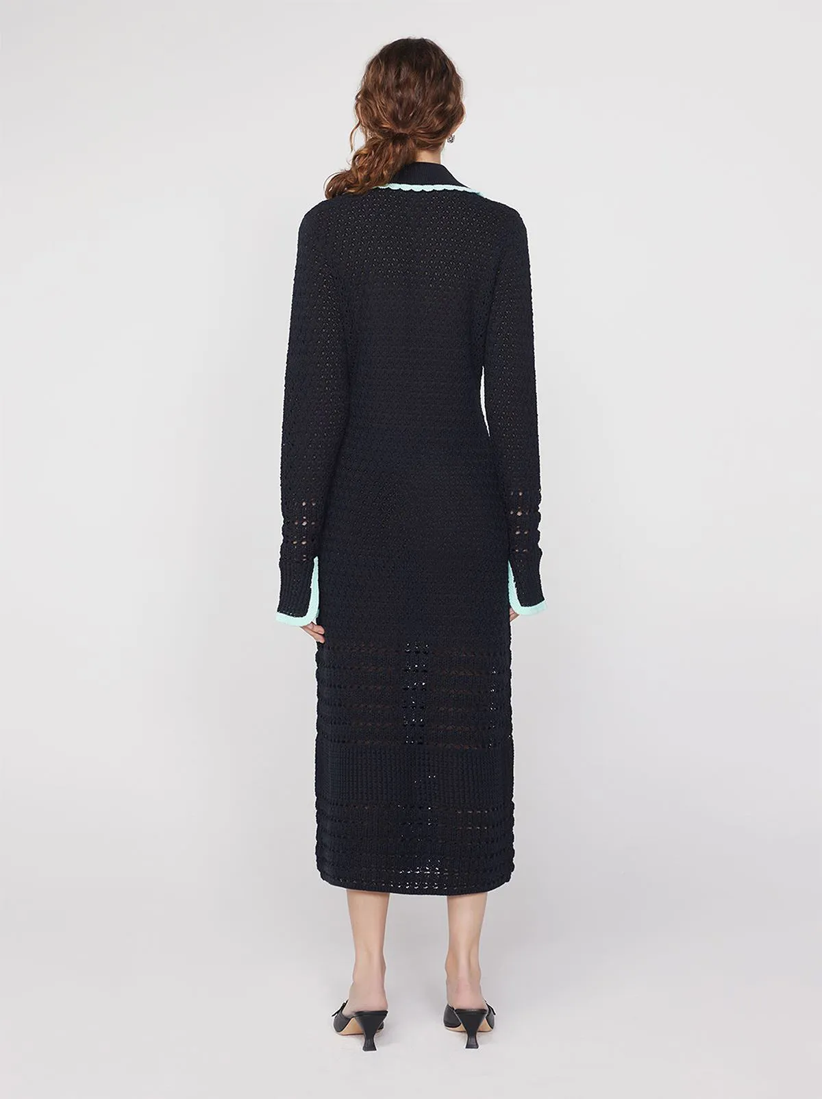 Delilah Black Crochet Knit Dress