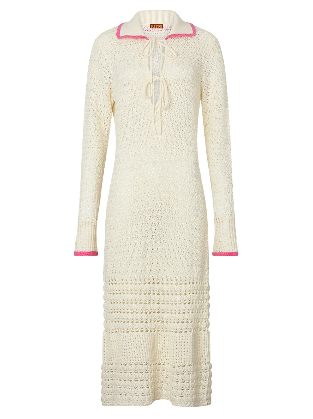 Delilah Ivory Crochet Knit Dress