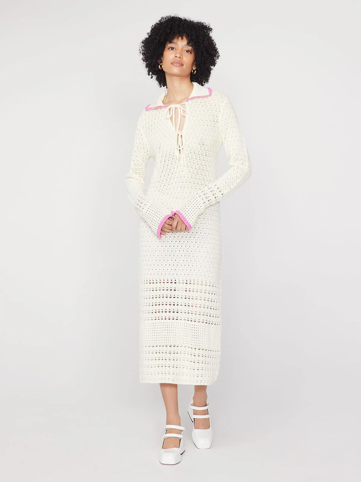 Delilah Ivory Crochet Knit Dress