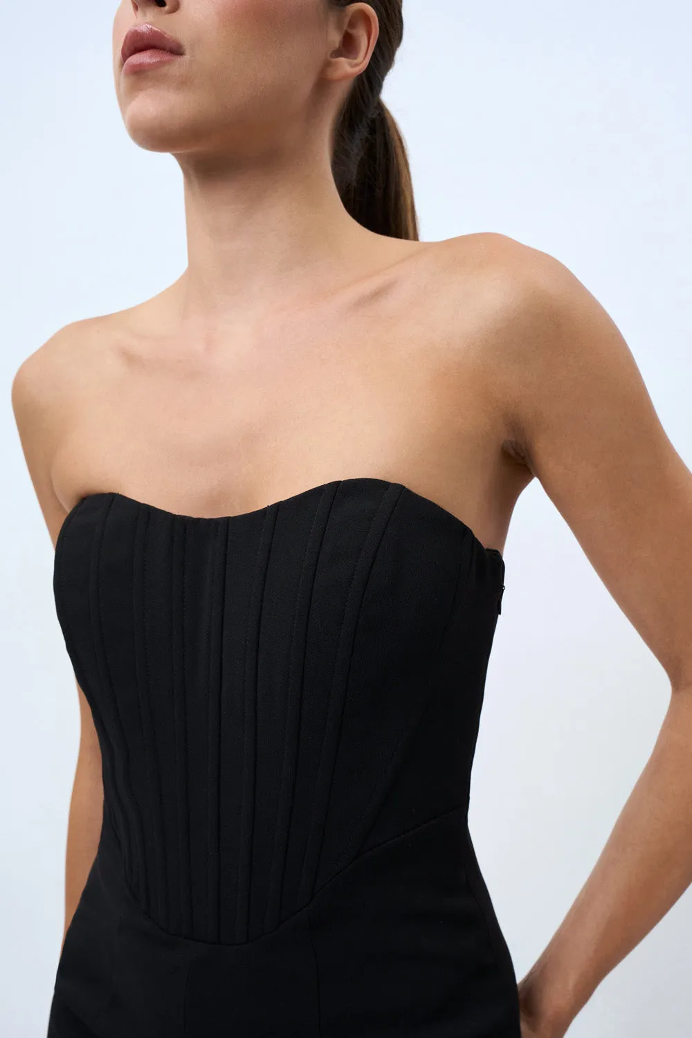 Delphine Strapless Corset Dress - Black