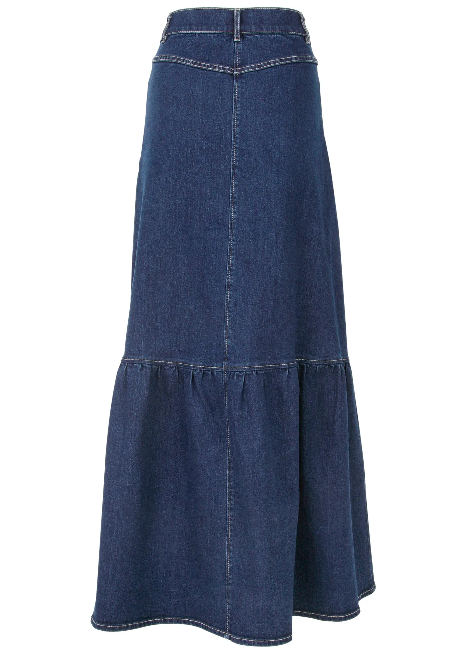 Denim Button Down Skirt - Dark Wash