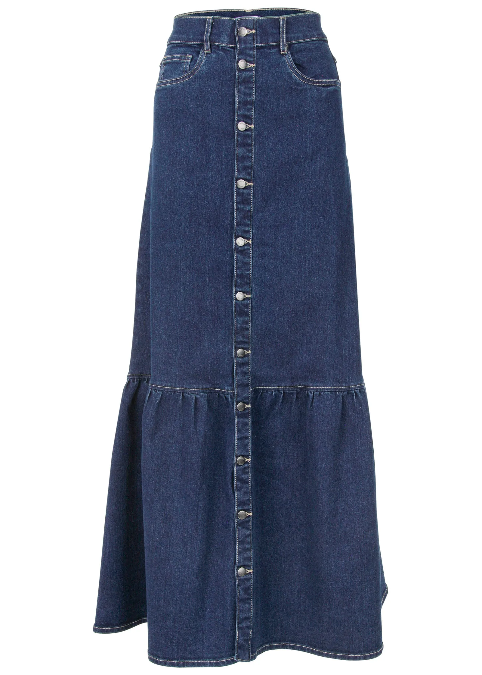 Denim Button Down Skirt - Dark Wash