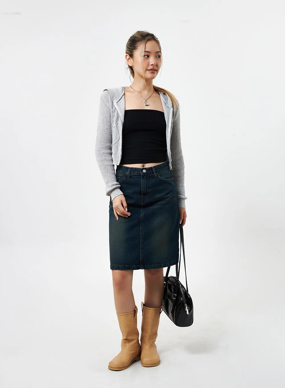 Denim Midi Skirt CY331