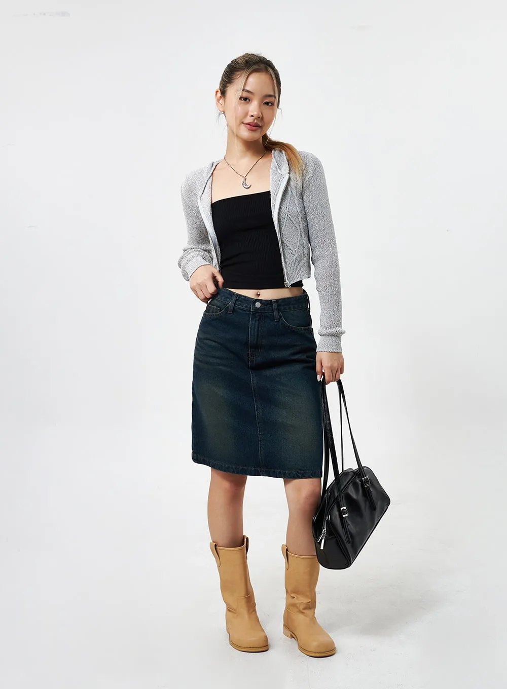 Denim Midi Skirt CY331