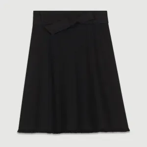 Denim Skirt With Belt - Black