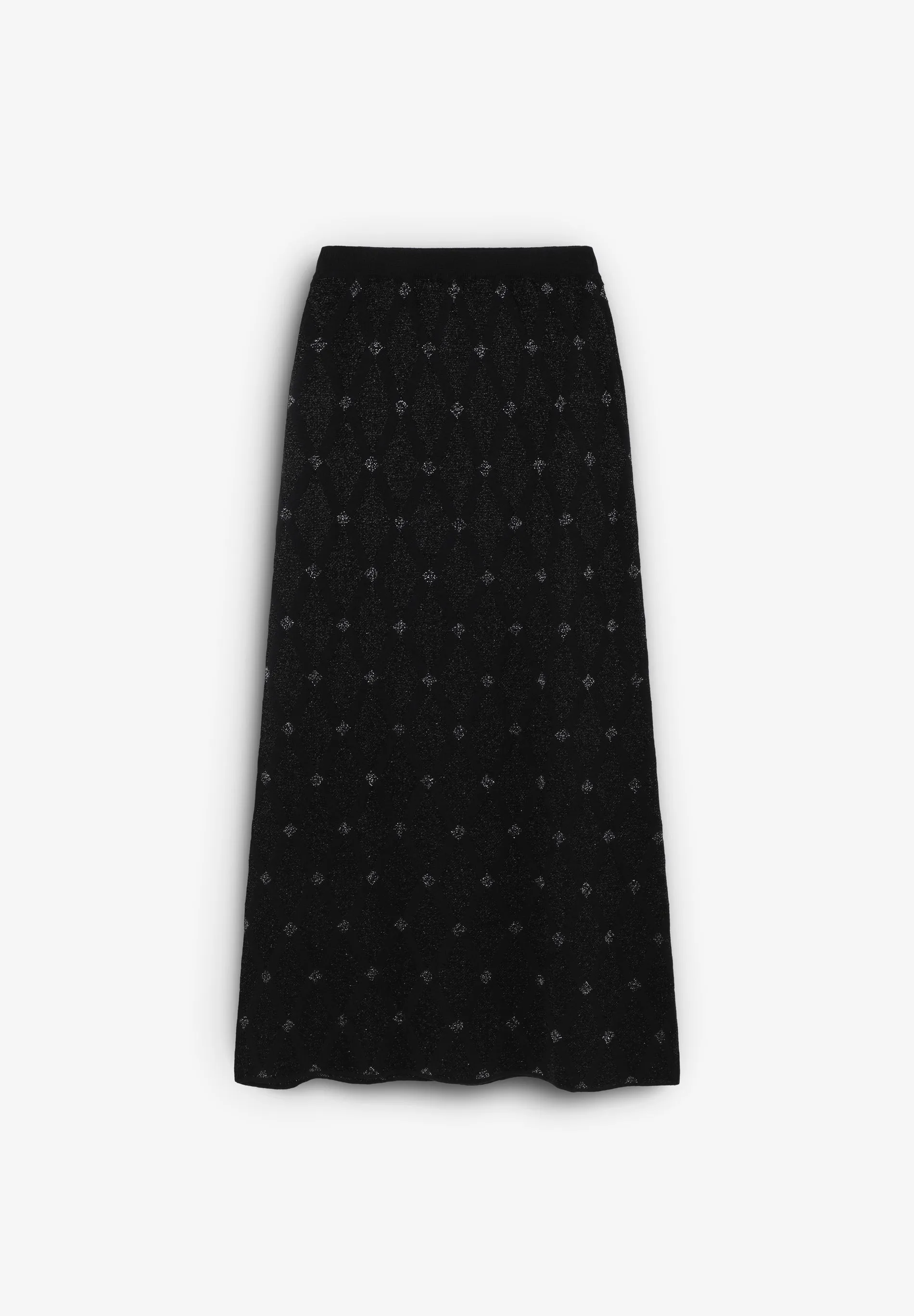 DIAMOND TEXTURED WEAVE KNIT MIDI SKIRT