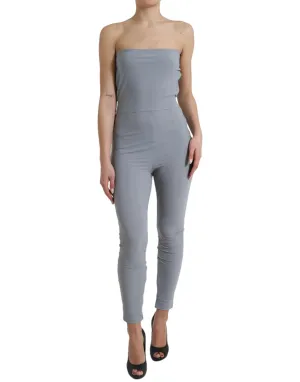 Dolce & Gabbana Gray Nylon Strapless Bodycon Jumpsuit