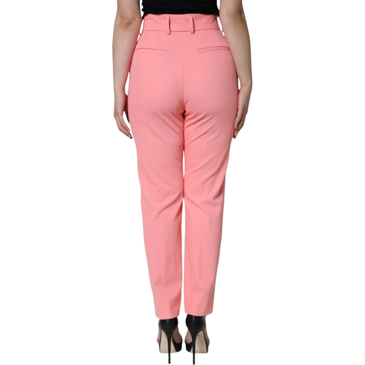 Dolce & Gabbana Rose Pink Polyester High Waist Tapered Pants