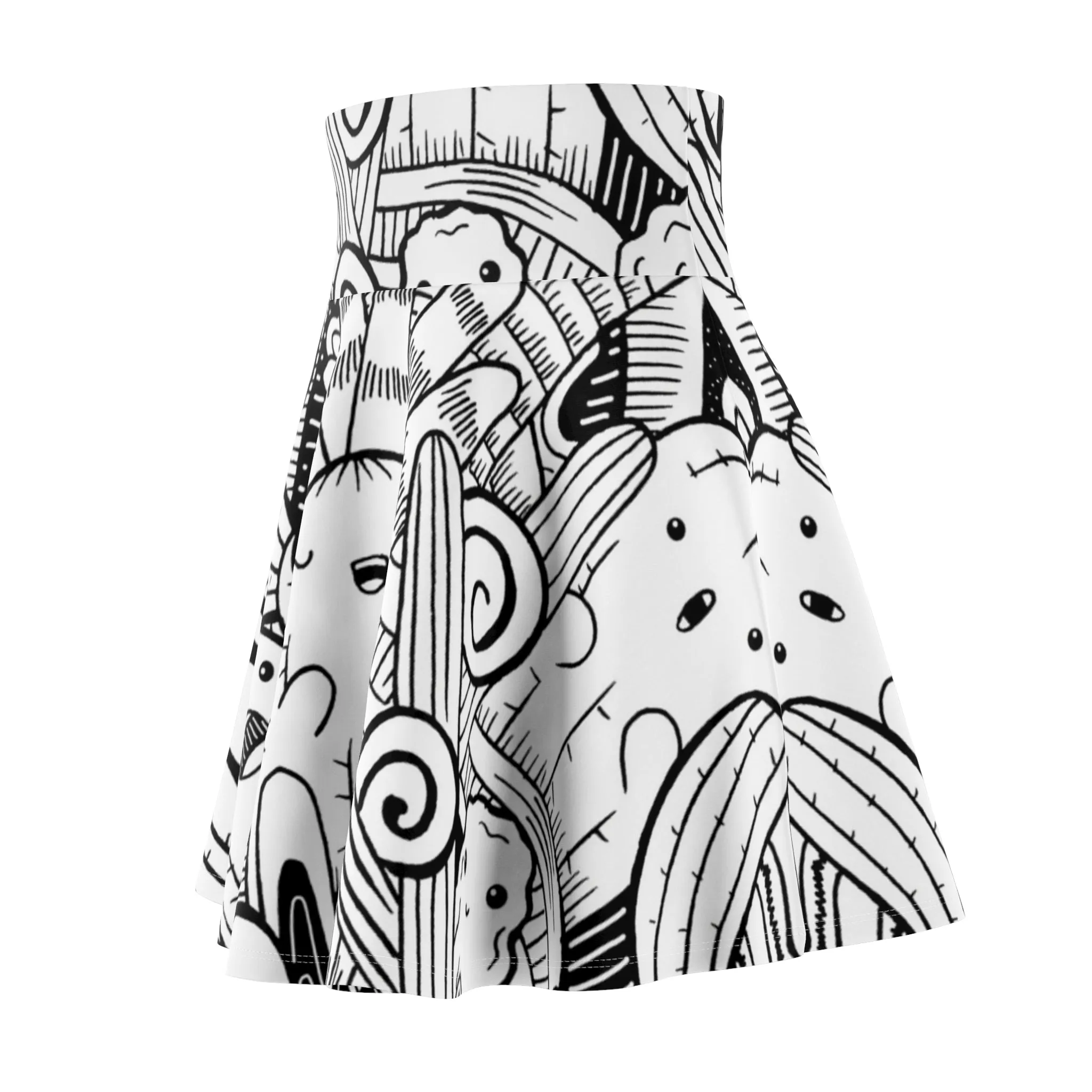 Doodle Cactus - Inovax Woman's Skater Skirt