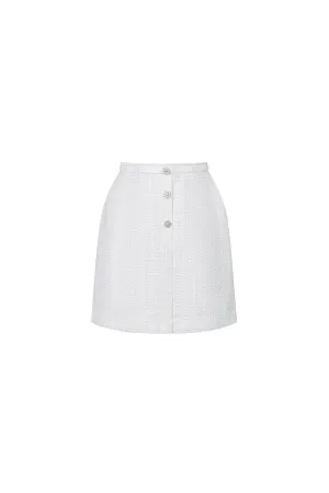 Dorothy A-line Button Tweed Mini Skirt