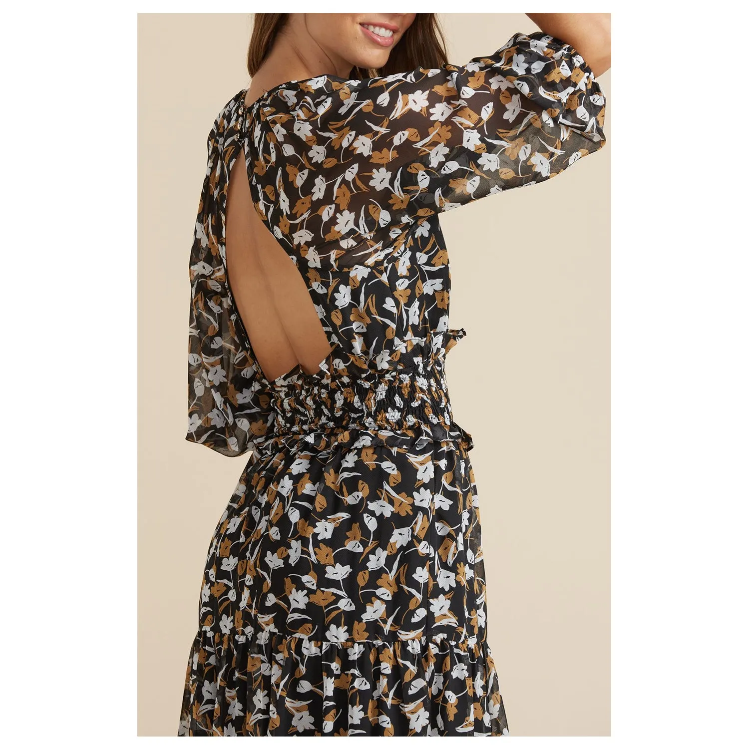 Dress Elena Midi Black Floral