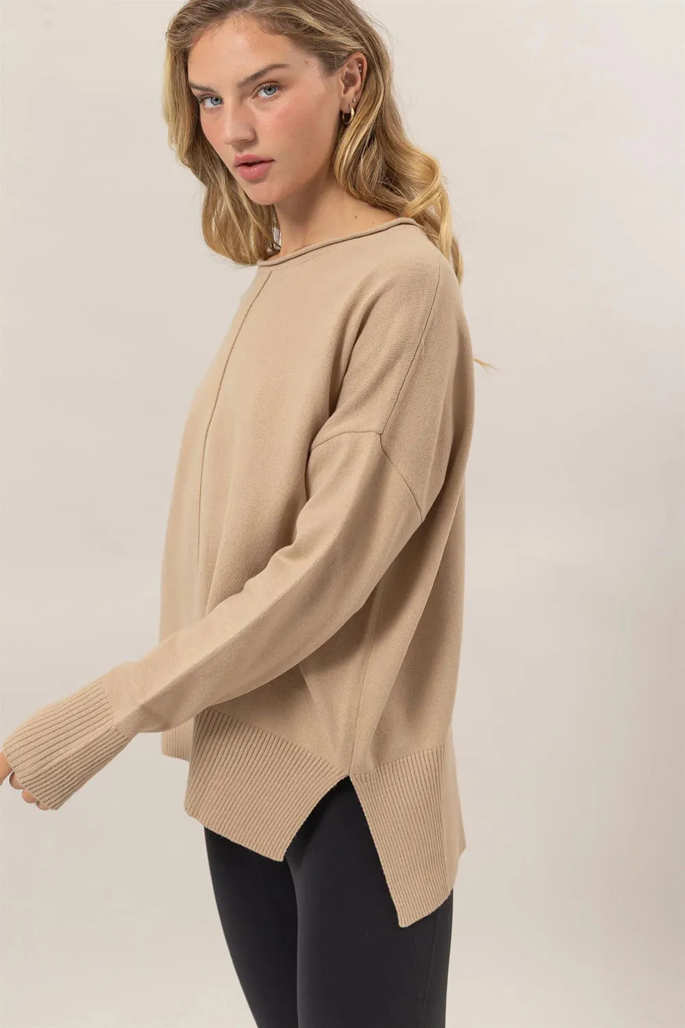 DROP SHOULDER PULLOVER SWEATER