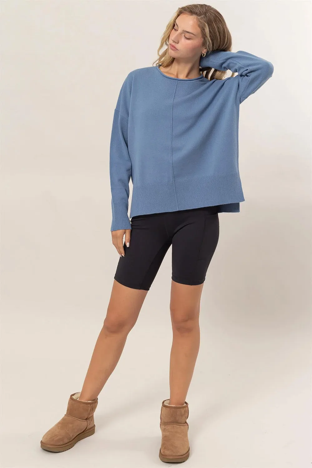 DROP SHOULDER PULLOVER SWEATER