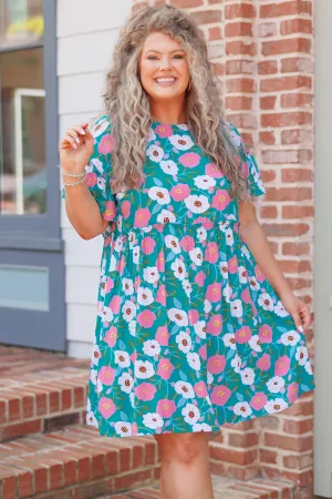 Easy Peasy Babydoll Dress, Teal