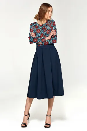 Elegant Midi Flared Skirt with Discreet Side Pockets