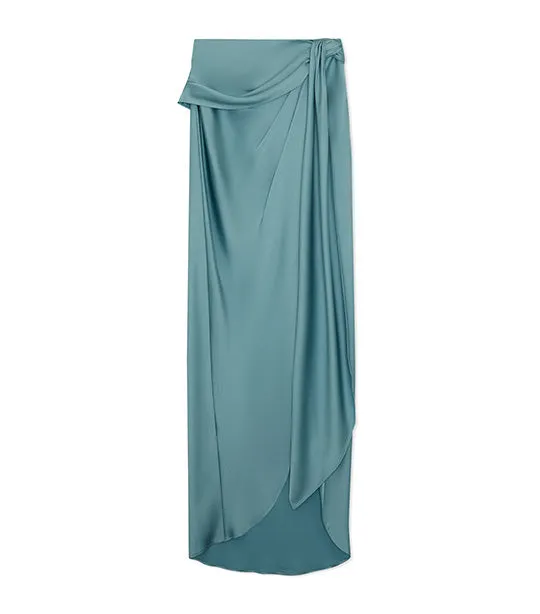 Elisabetta Draped Midi Skirt Celeste Blue