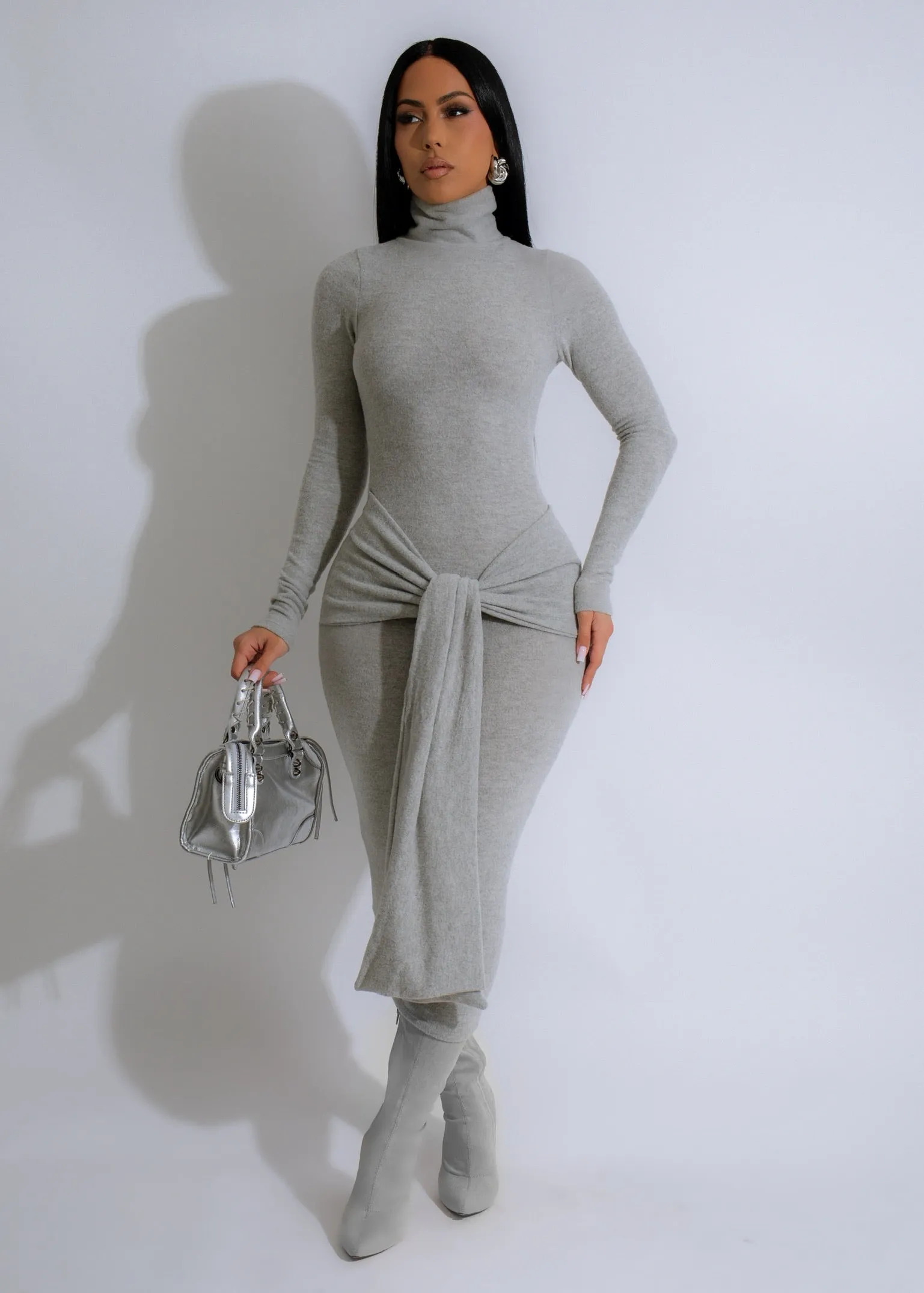 Endless Memories Sweater Midi Dress Grey