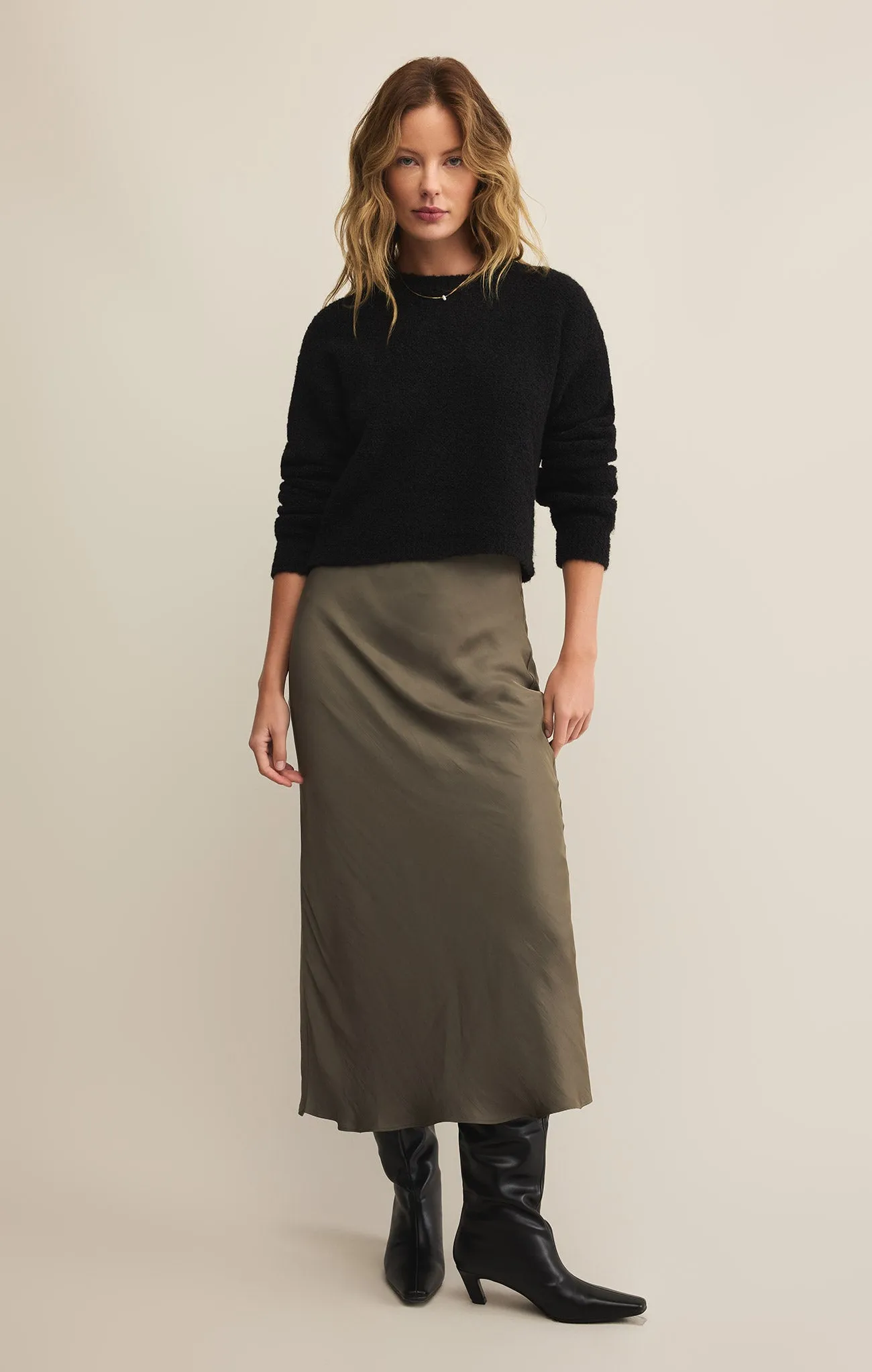 Europa Luxe Sheen Midi Skirt