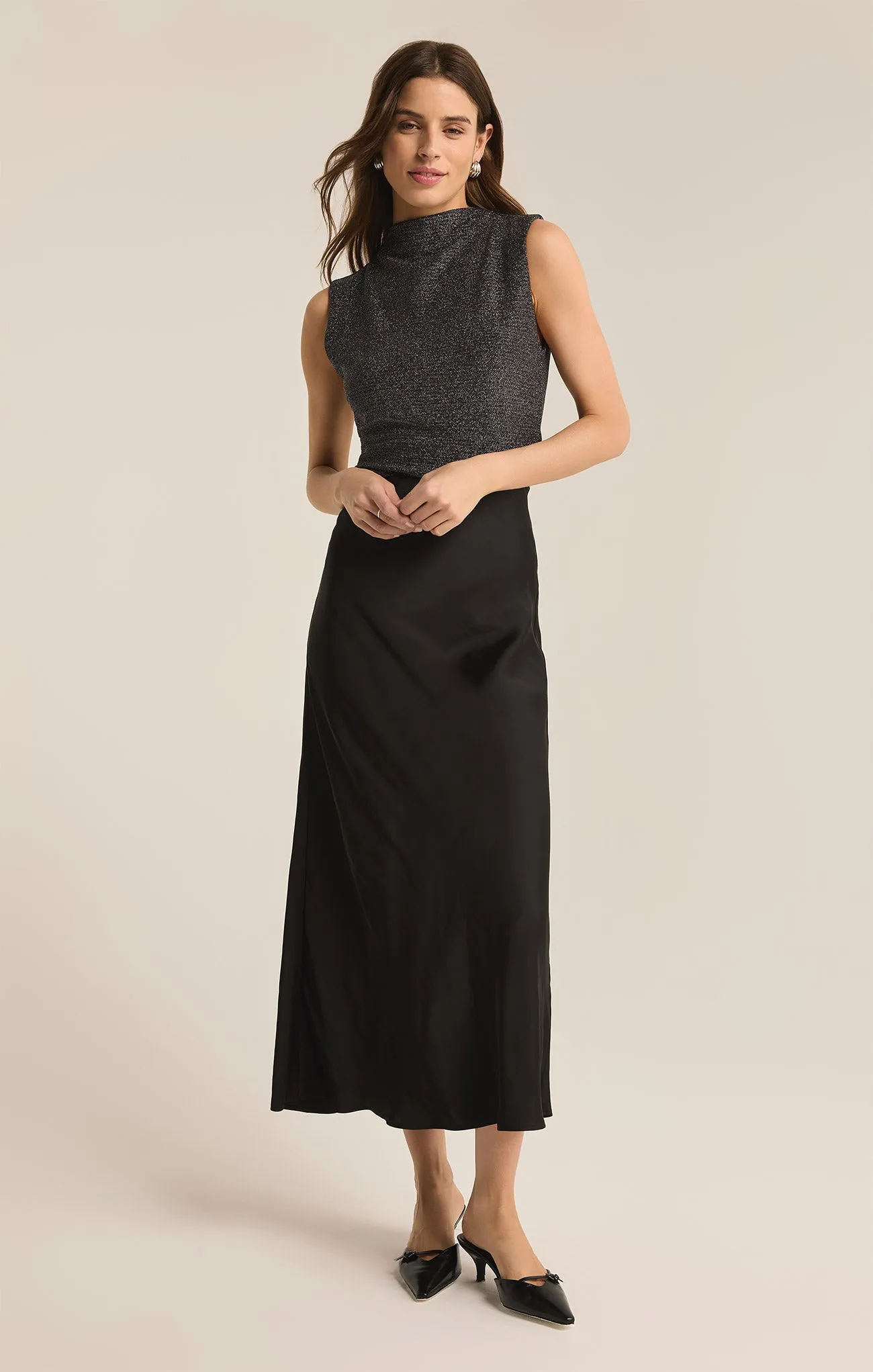 Europa Luxe Sheen Midi Skirt