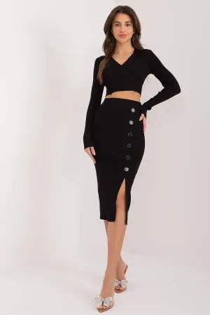 Factory Price long-sleeved sweater and midi skirt