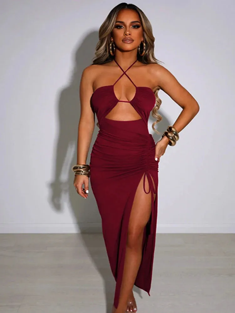 Fashion Women Clothes Sexy Summer spicy high hanging elegant chest Midi Dresses