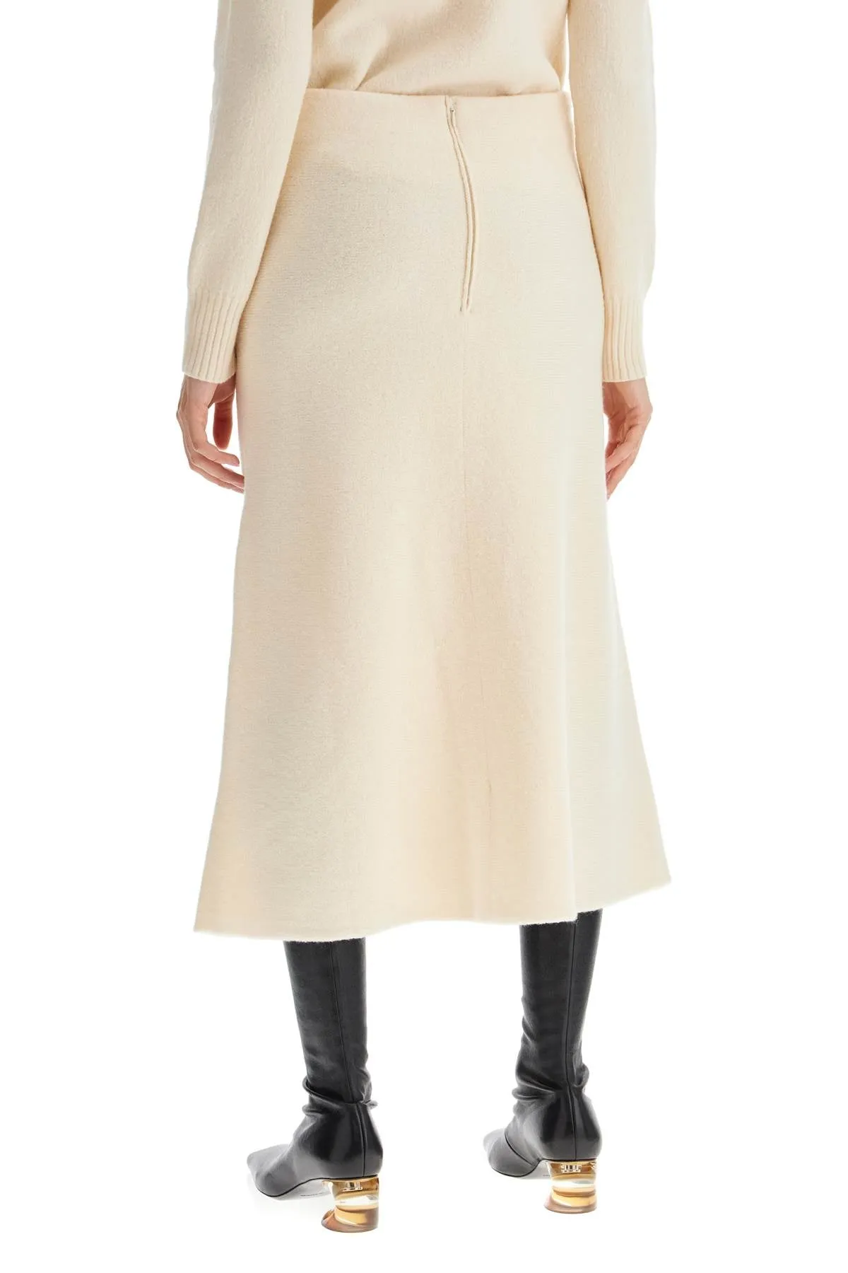 flared midi wool skirt with a