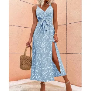 Floral Backless Bandage Beach Elegant Black Sleeveless Midi Dresses