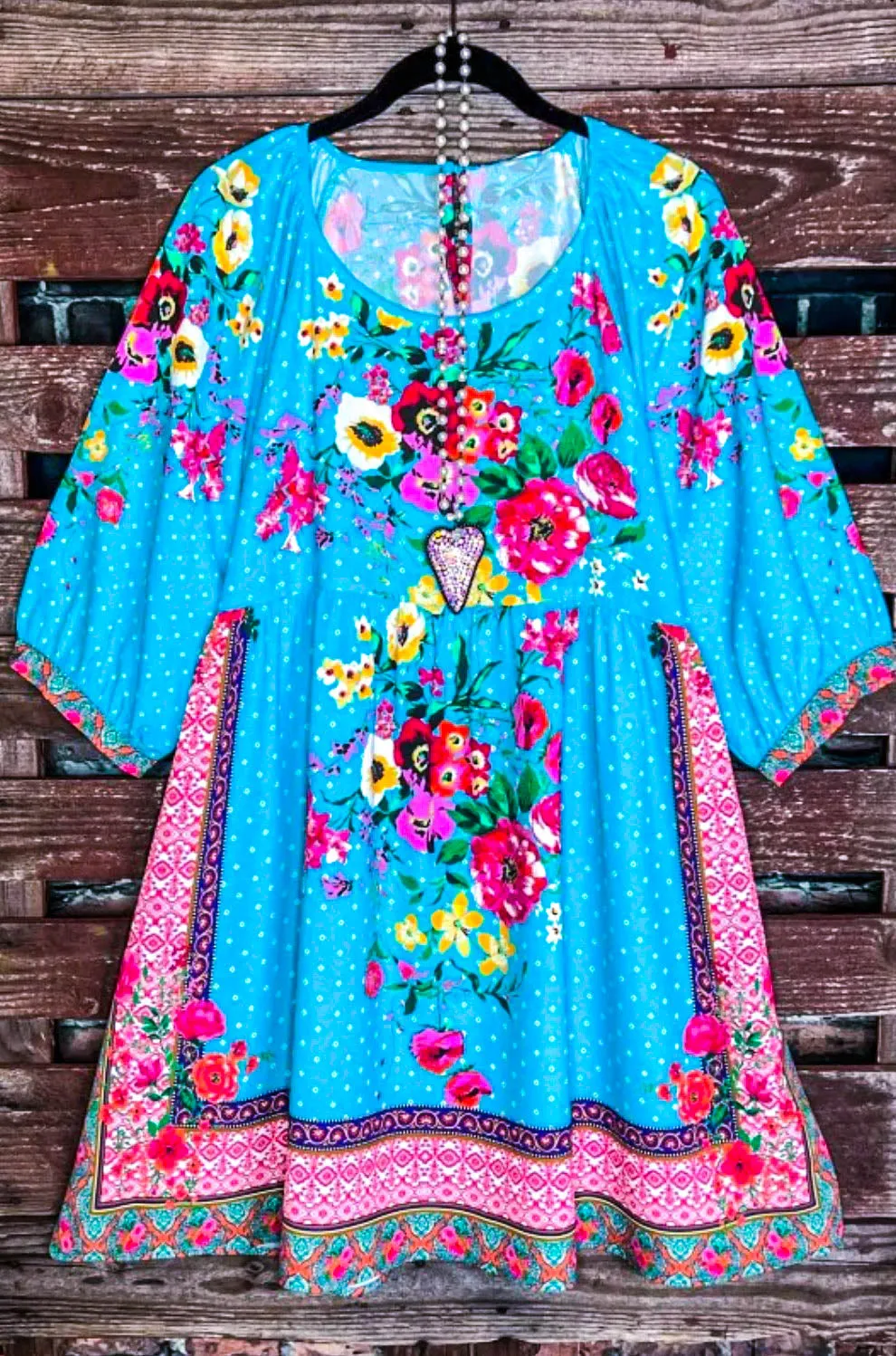 FLORAL DRESS IN MINT & MULTI --------SALE