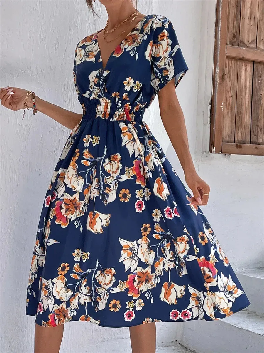 Floral Holiday Sleeveless Summer Midi Dress for Women