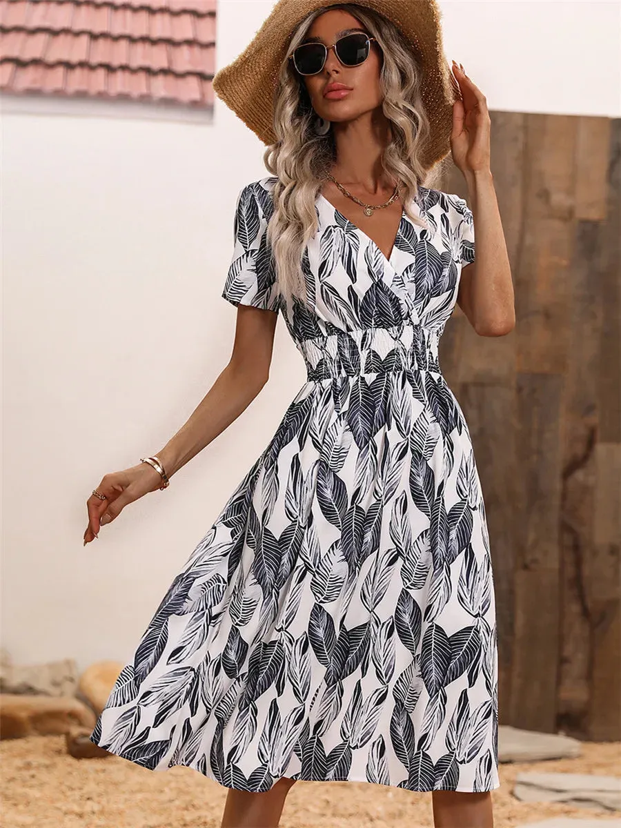 Floral Holiday Sleeveless Summer Midi Dress for Women