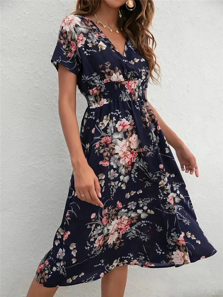 Floral Holiday Sleeveless Summer Midi Dress for Women