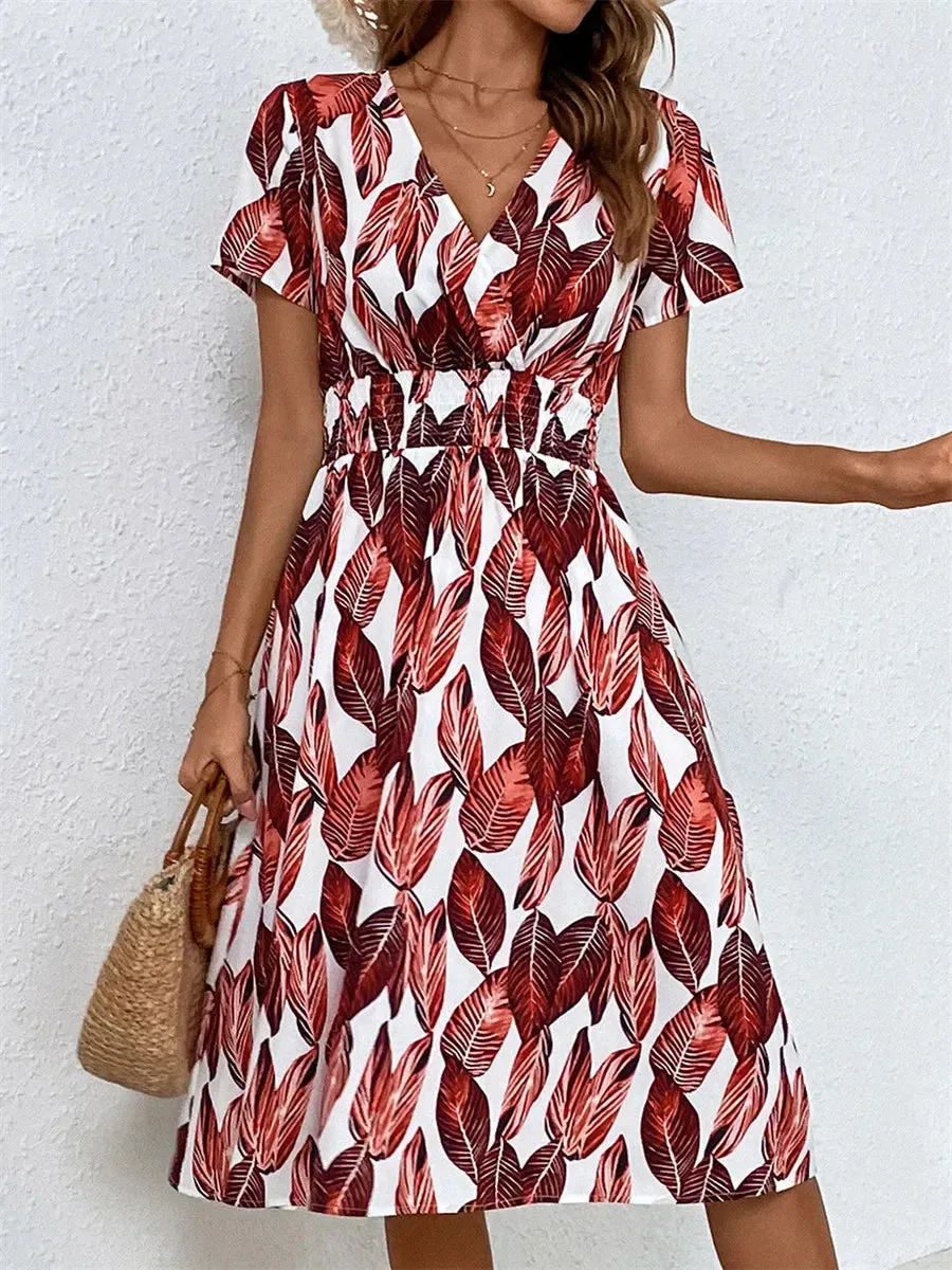 Floral Holiday Sleeveless Summer Midi Dress for Women